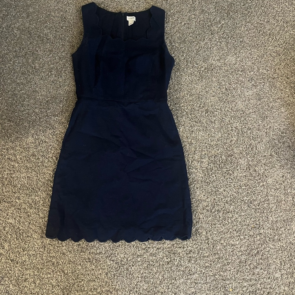 J. Crew Dark Blue Scalloped Mini Dress